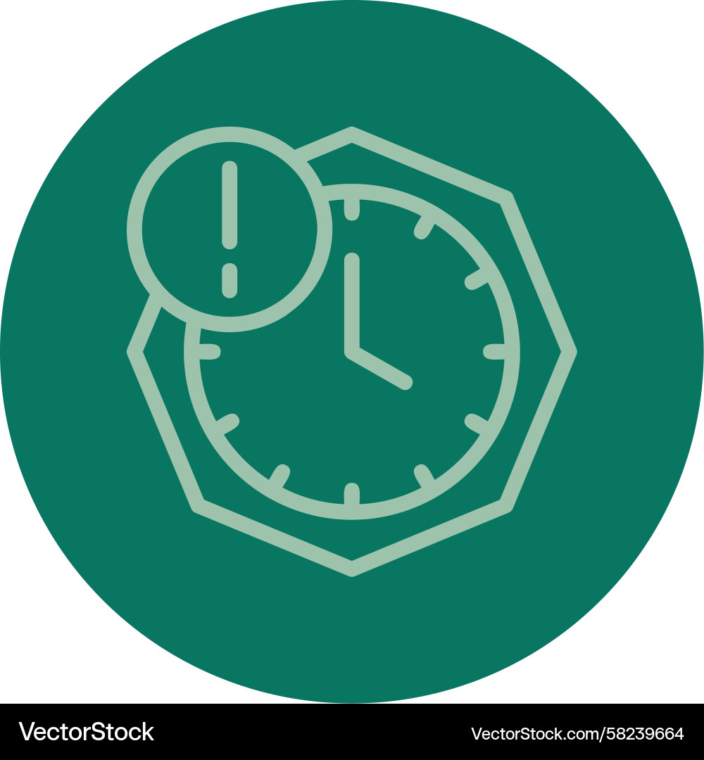 Deadline Clock Icon with Warning Line Vector Image