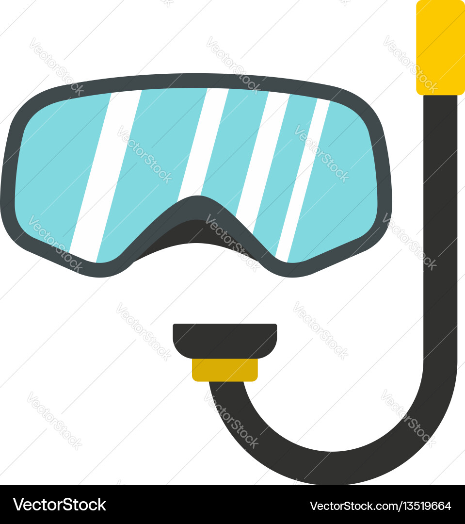 Goggles and tube for diving icon flat style Goggles and tube for diving icon flat style vector image