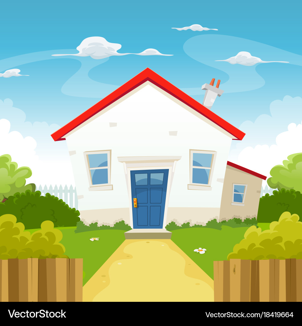 House inside spring garden Royalty Free Vector Image