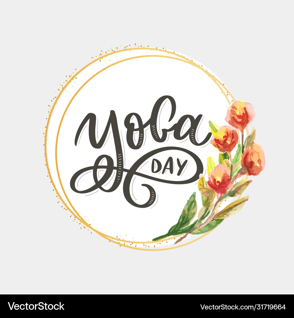 Lettering Yoga Hintergrund internationalen Tag Lettering Yoga Hintergrund internationalen Tag vektorbild