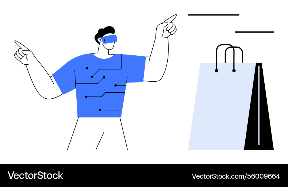 Man using virtual reality interface for shopping Man using virtual reality interface for shopping vector image