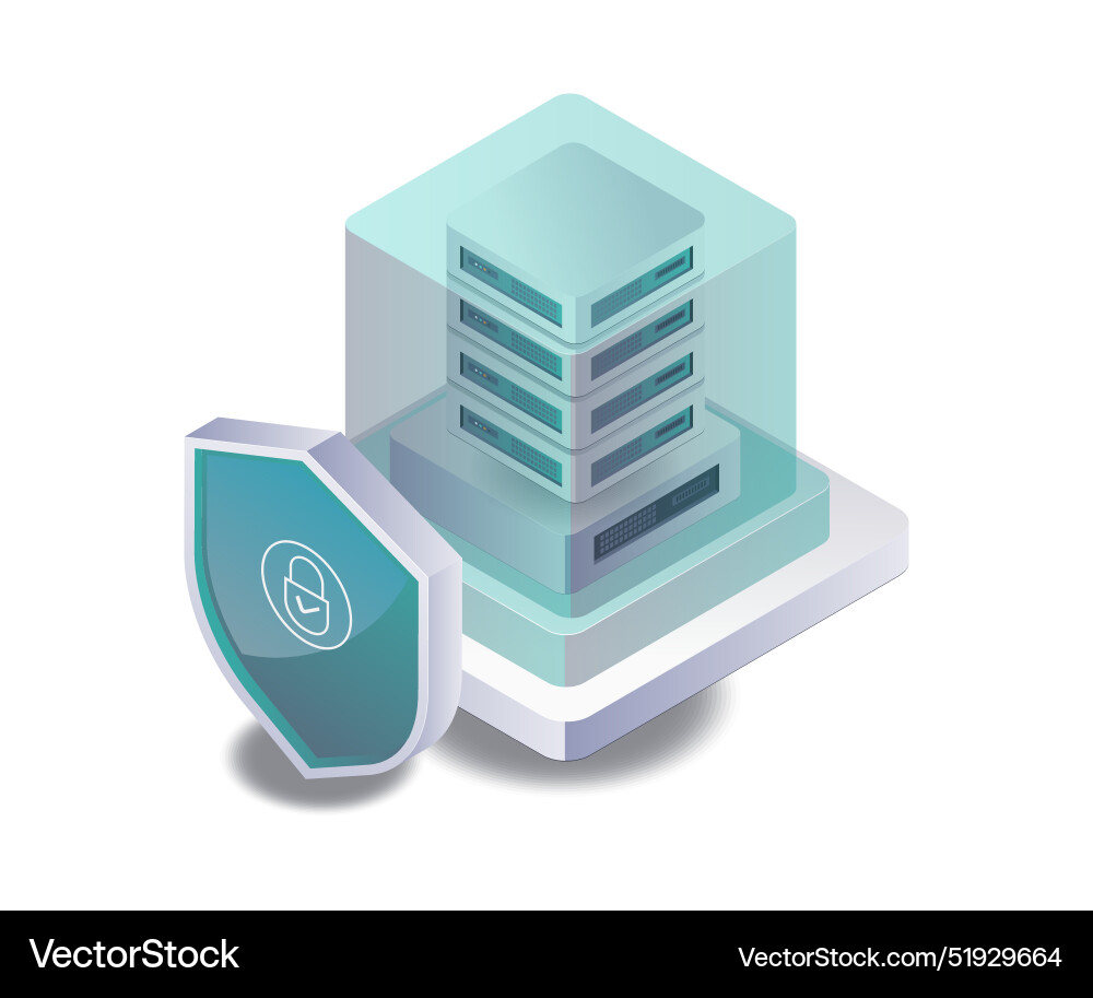 Protecting hosting server security isometric Vector Image