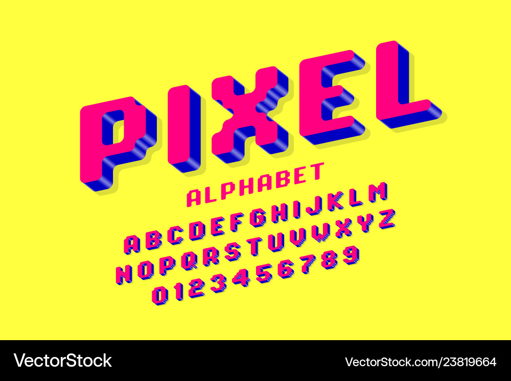 Retro 8-Bit Pixel Font Vector Image