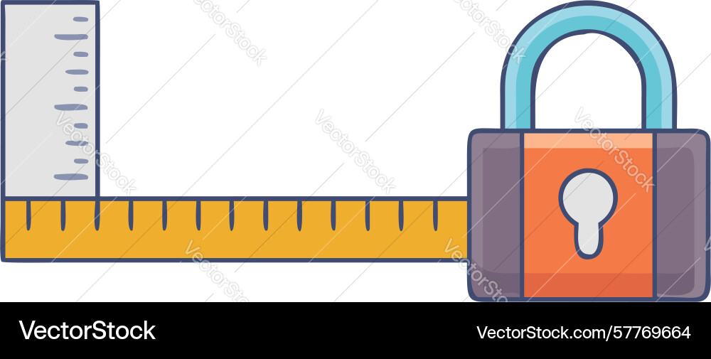 Security metric padlock icon with ruler and lock Vector Image