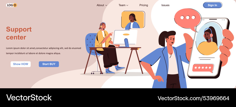 Support center web concept operators advise vector image