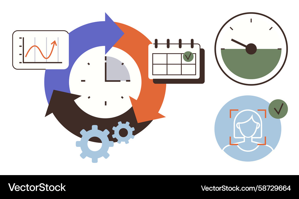 Time management process with analytics task Vector Image