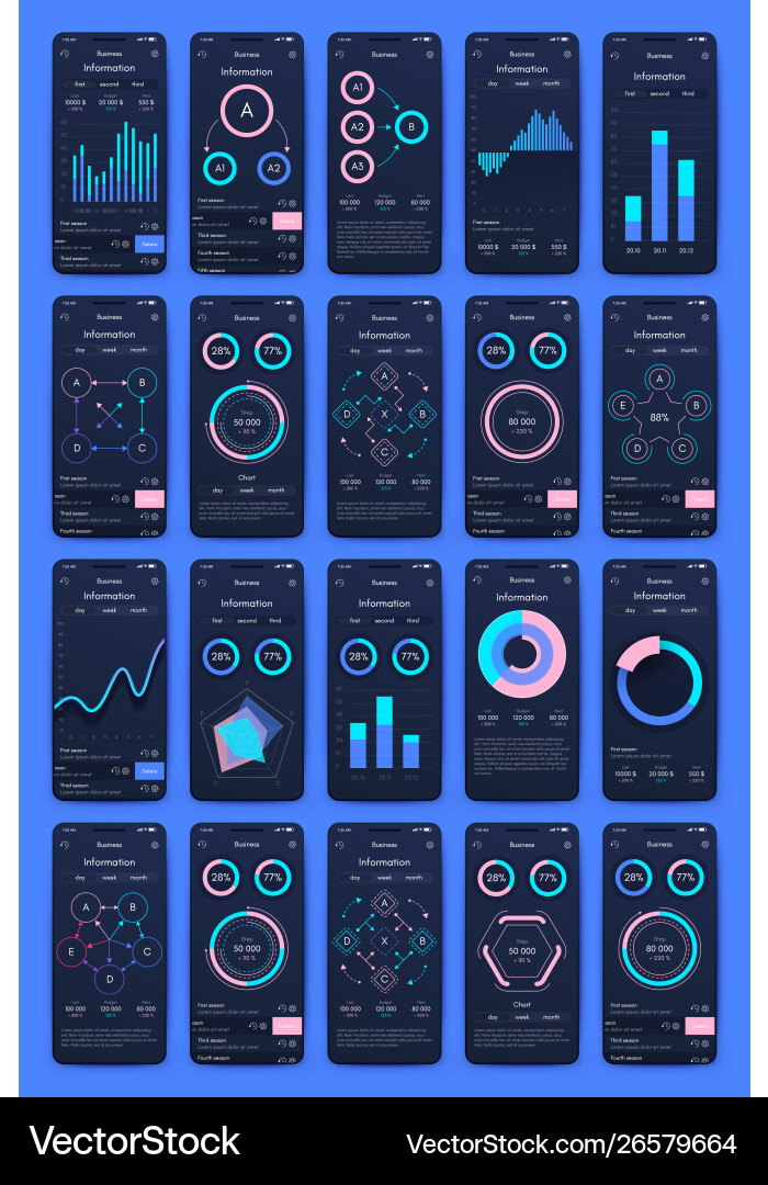 Verschiedene ui ux gui-Bildschirme und flache Web-Symbole Verschiedene ui ux gui-Bildschirme und flache Web-Symbole vektorbild