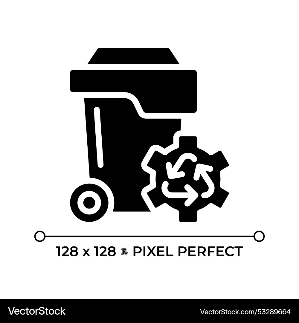 Waste management pixel perfect black glyph icon Waste management pixel perfect black glyph icon vector image