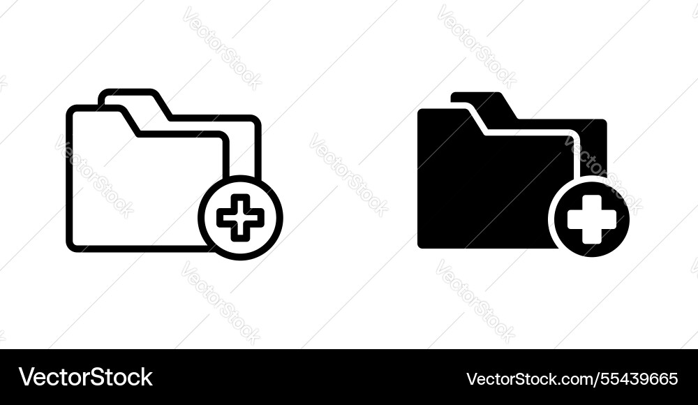 Add folder icons stroke line and black solid Add folder icons stroke line and black solid vector image