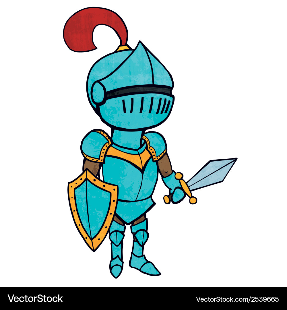 Cartoon Knight Illustration – Royalty-Free Vector | VectorStock, image size:1000x1080