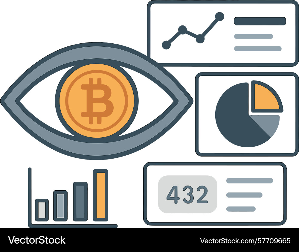Eye observing bitcoin cryptocurrency with chart – Royalty-Free Vector |  VectorStock