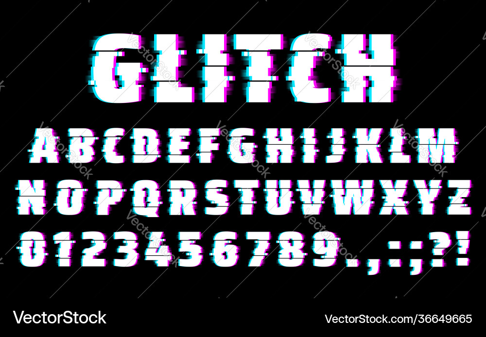 Glitch Alphabet Typography vector image
