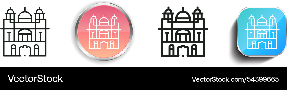 Golden temple icon thin linear regular and button vector image