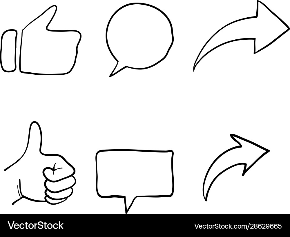 Hand Drawn Social Media Doodle Icon Vector Image