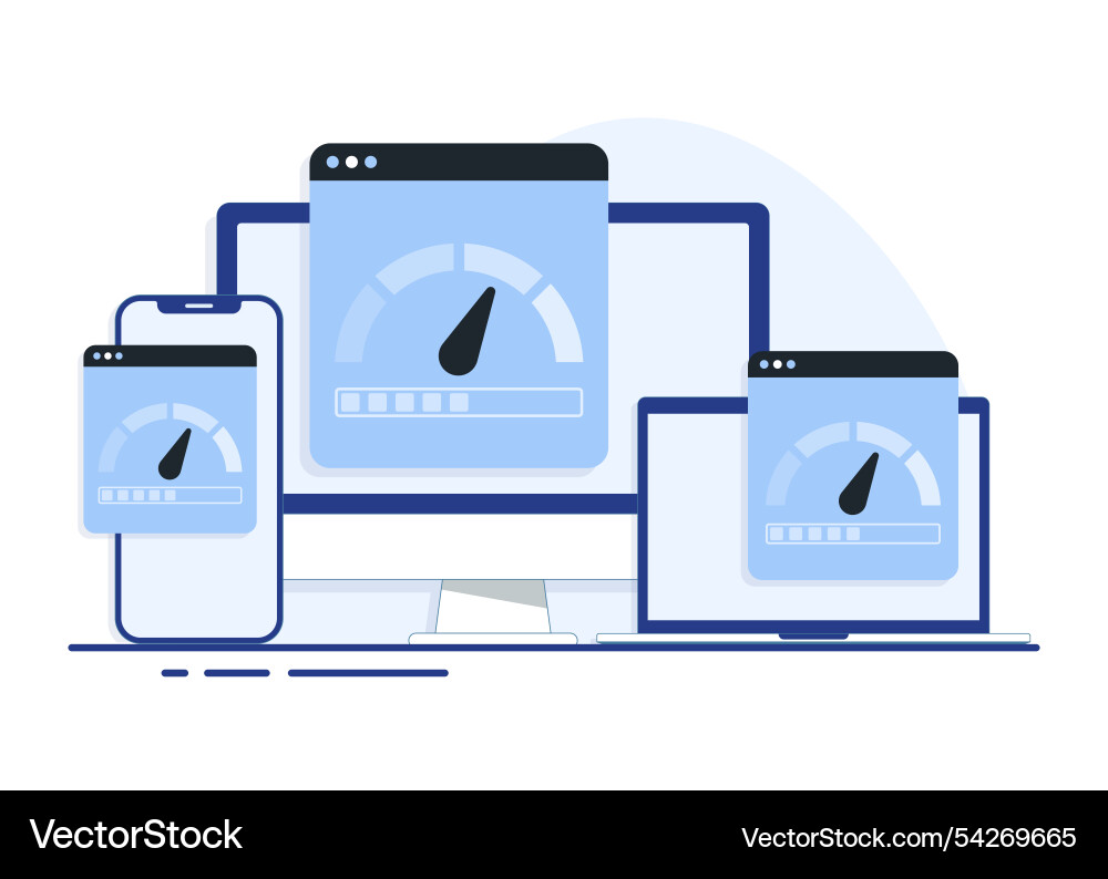 Internet connection speed test on the screen Internet connection speed test on the screen vector image