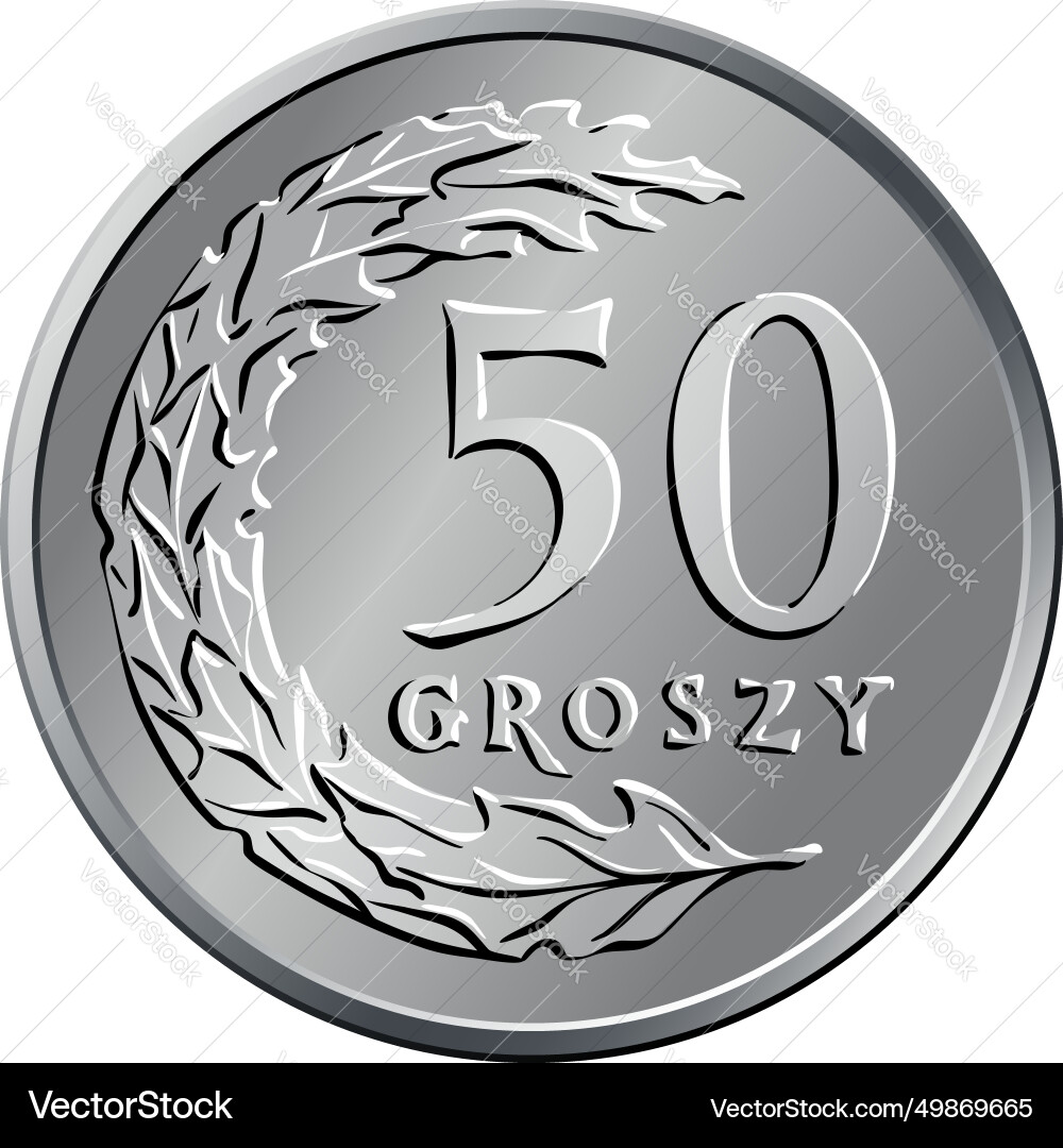 Polish money fifty groszy coin vector image