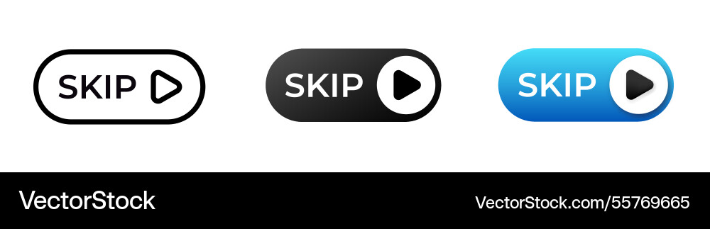 Set of three skip buttons in different Vector Image