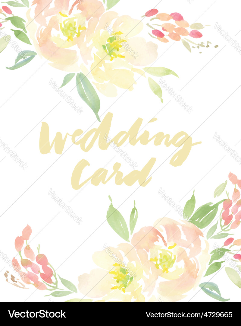 Watercolor Floral Wedding Invitation Vector Image