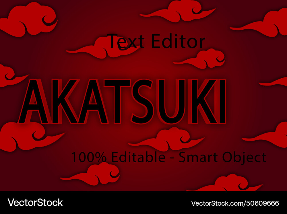 Akatsuki editable text effect 3 dimension emboss Akatsuki editable text effect 3 dimension emboss vector image