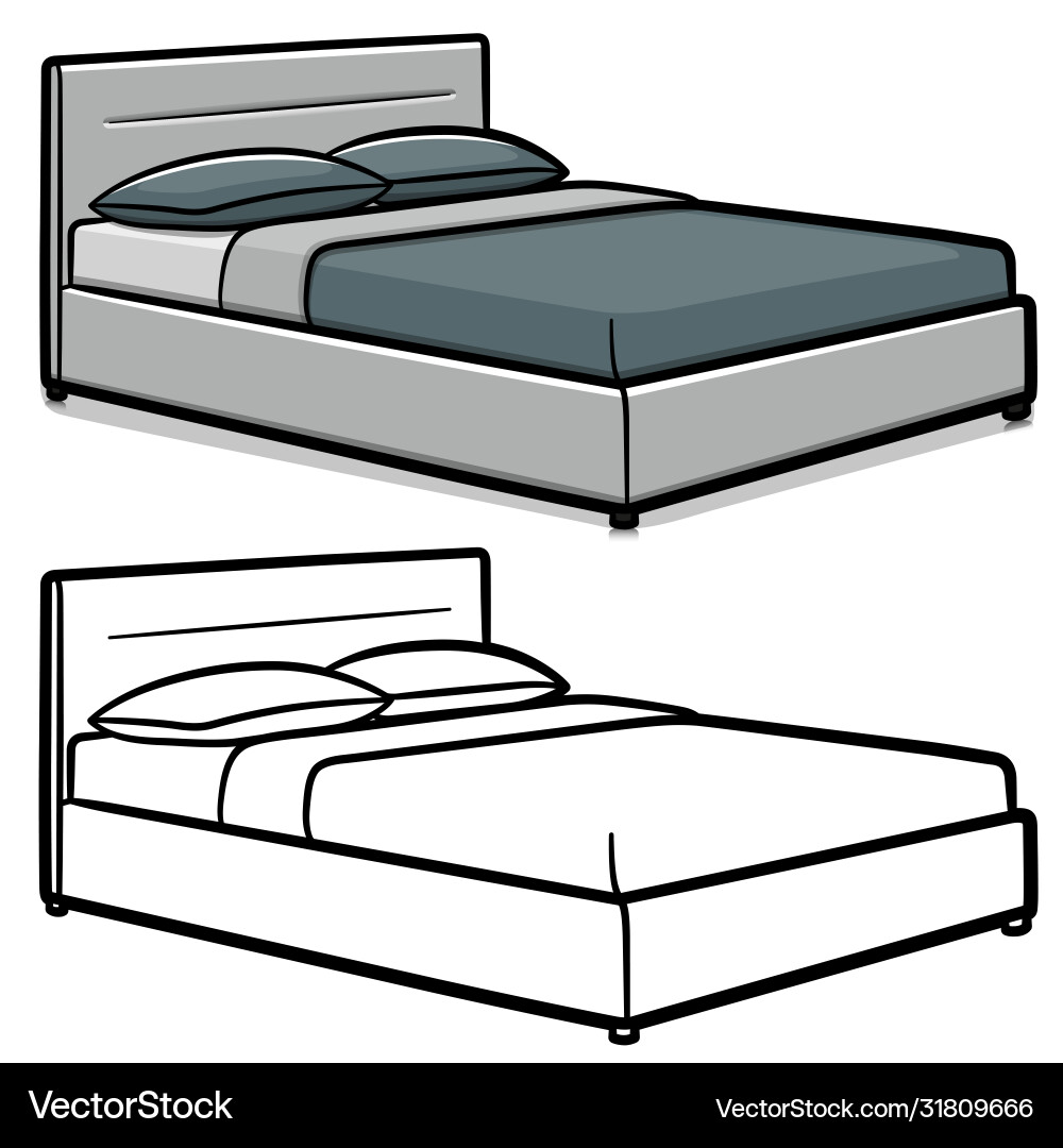 Cartoon Bed Illustration – Royalty-Free Vector | VectorStock, image size:1000x1080