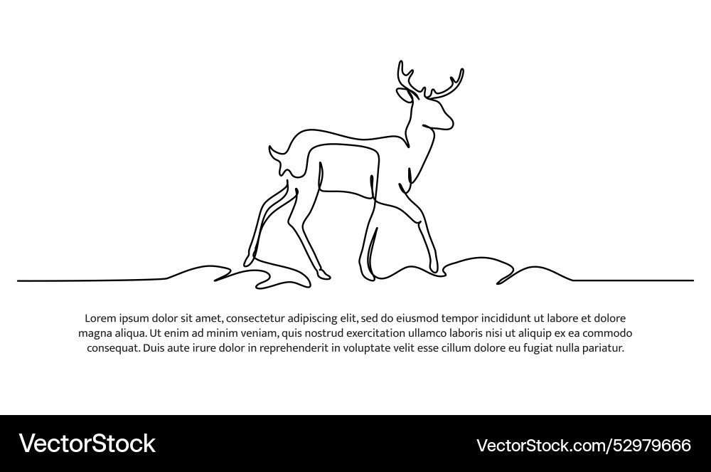 Continuous line design of a deer walking Vector Image