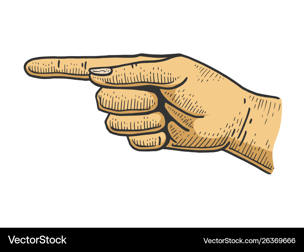 Hand Pointer - Scratch Board Style vector image