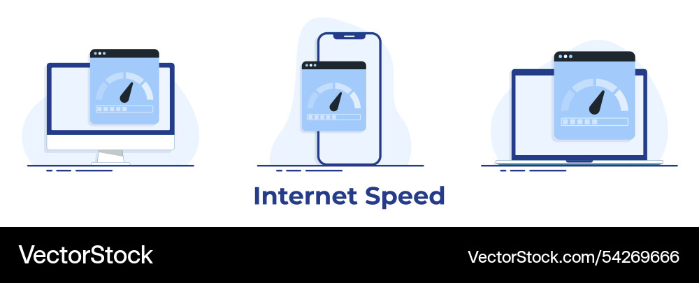 Internet connection speed test on the screen Internet connection speed test on the screen vector image