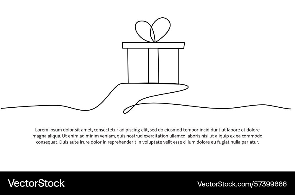 One line of gift box abstract minimal continuous Vector Image