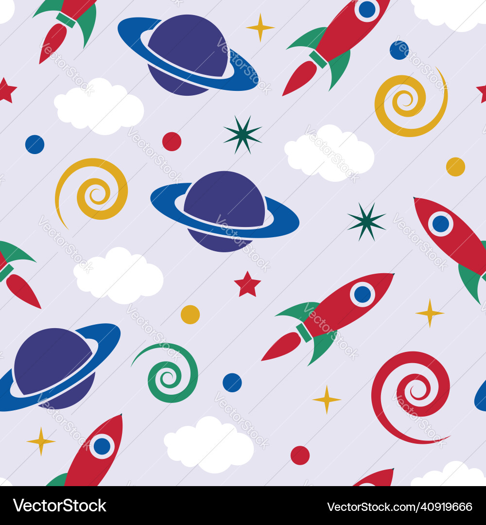 Seamless pattern with retro rocket ship in space Seamless pattern with retro rocket ship in space vector image