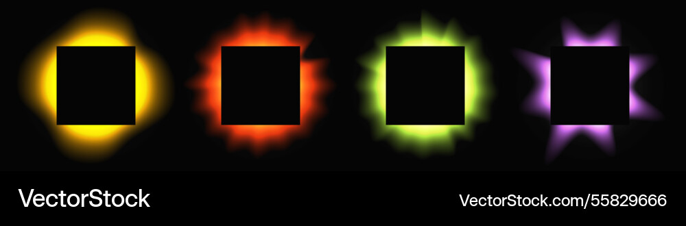 Set of square illuminate light frames Set of square illuminate light frames vector image