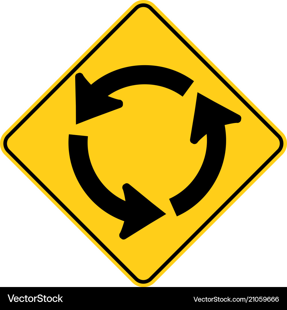 Usa traffic road signs circular intersection Usa traffic road signs circular intersection vector image