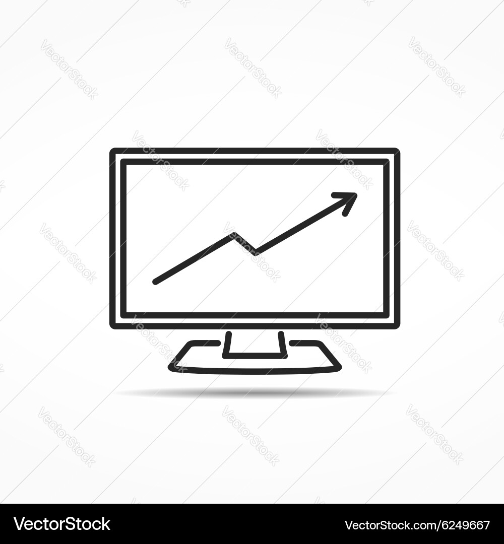 Computer with Graph Icon vector image