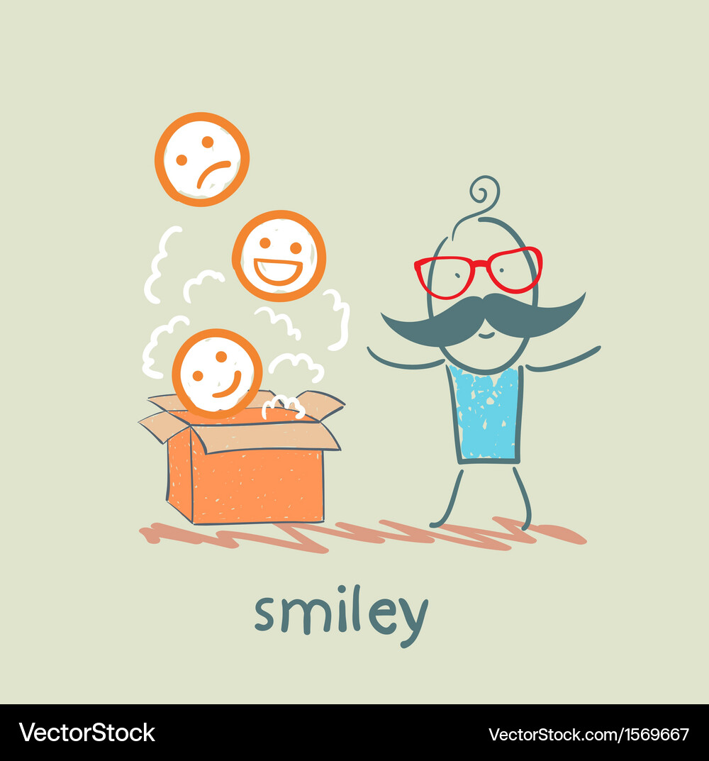 Man opened the box with smiles Vector Image