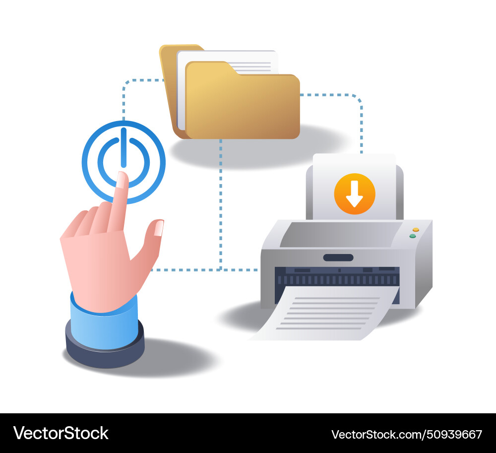 Print digital data folder concept flat isometric Vector Image