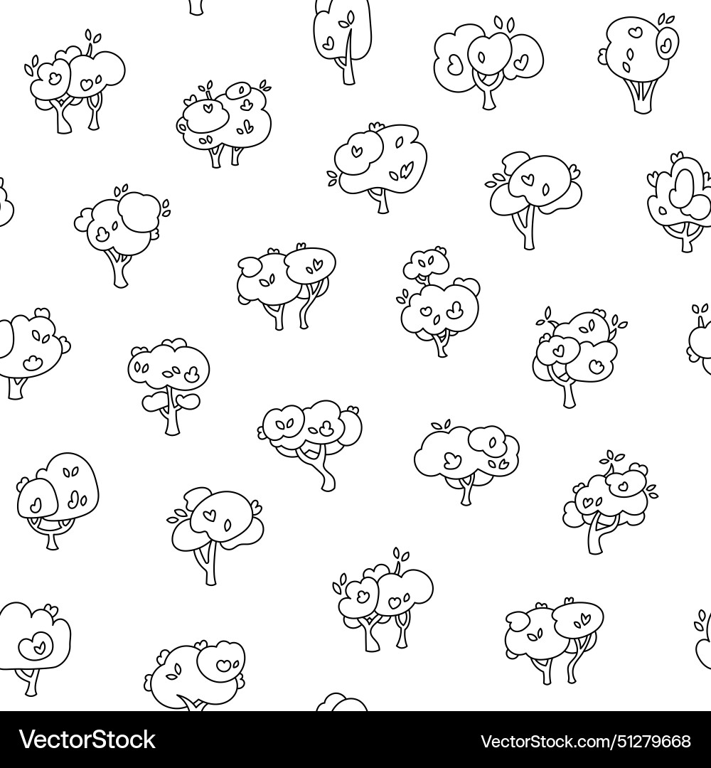 Deciduous tree seamless pattern coloring page Deciduous tree seamless pattern coloring page vector image