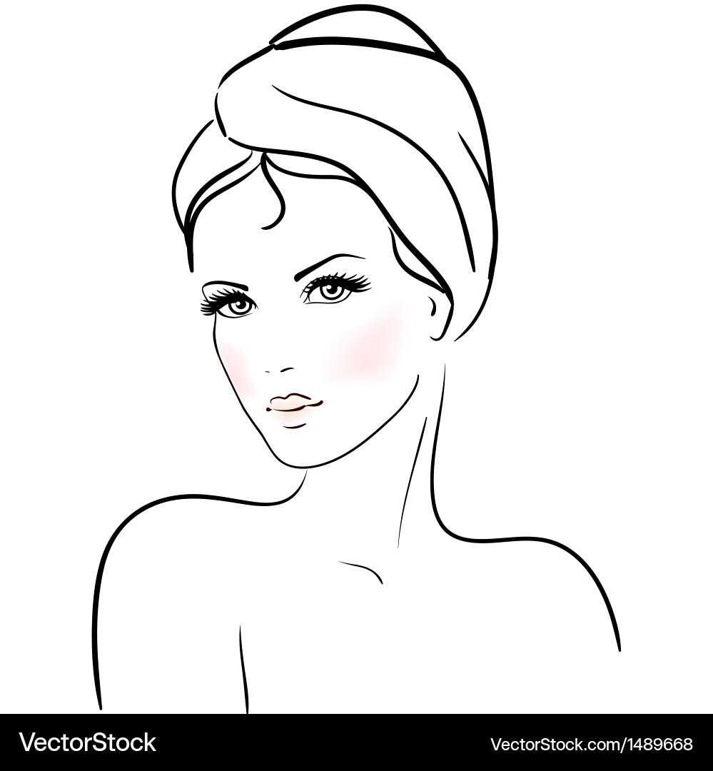 Elegant Woman with Towel Vector Image