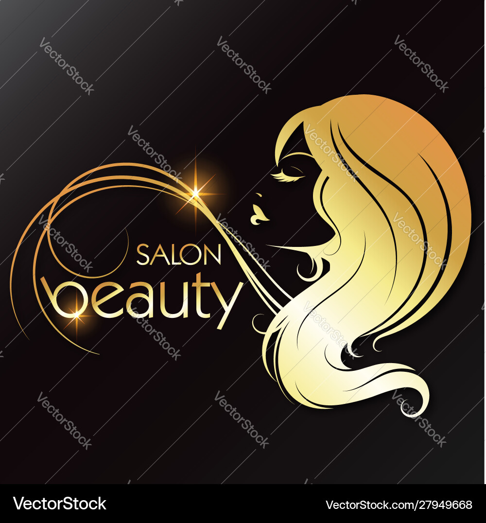 Golden Beauty Salon Silhouette vector image