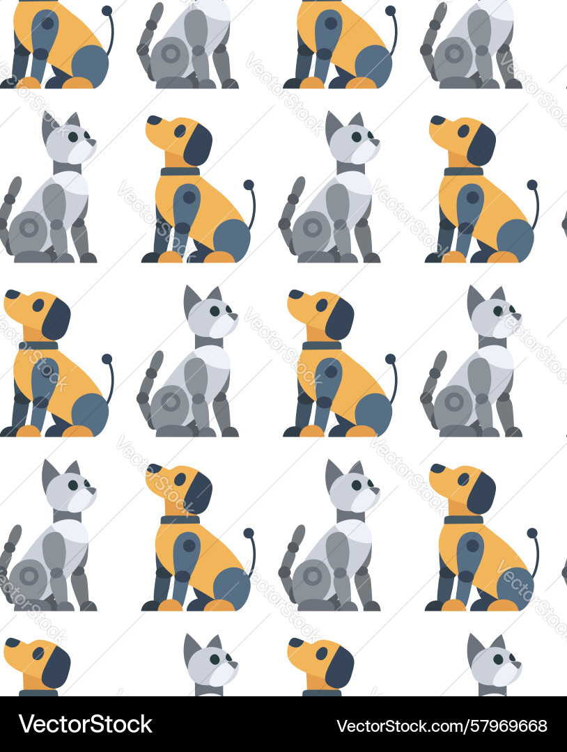 Seamless pattern with mechanical pets texture Seamless pattern with mechanical pets texture Vector Image