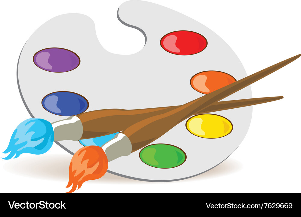 Bunte Farbpalette mit Pinsel Vektorbild