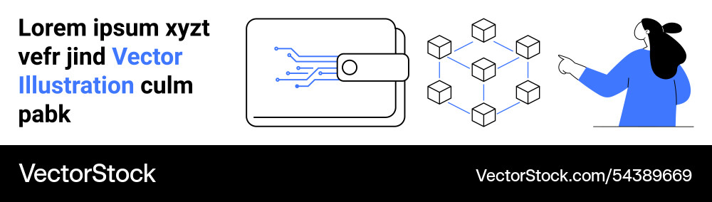 Digital wallet with blockchain technology Digital wallet with blockchain technology vector image