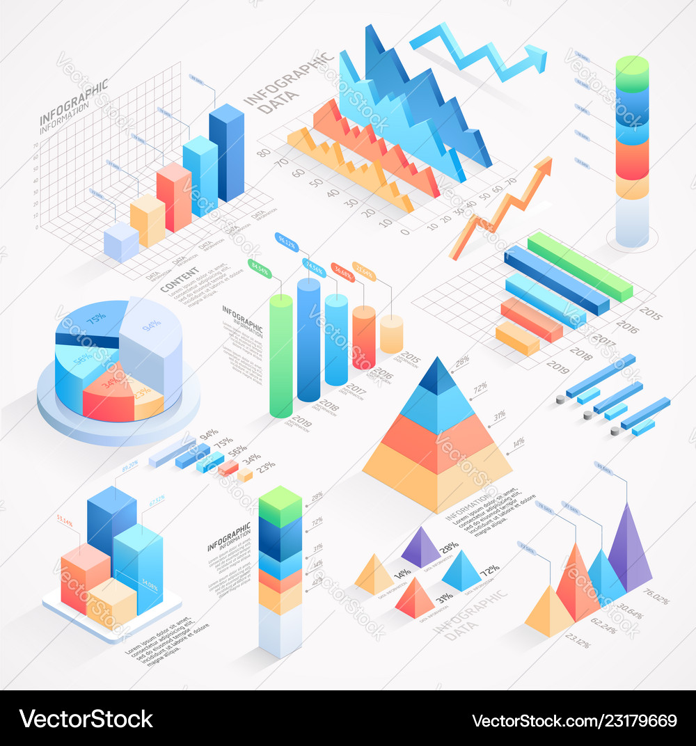 Isometric Infographics Elements Royalty Free Vector Image