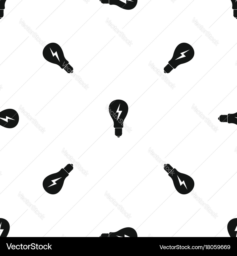 Light bulb with lightning inside pattern seamless vector image