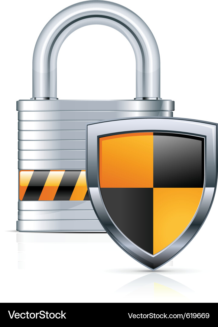 Metallic Padlock Shield Vector Image
