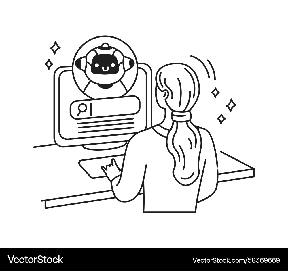 Person Using Chatbot Interface Vector Image