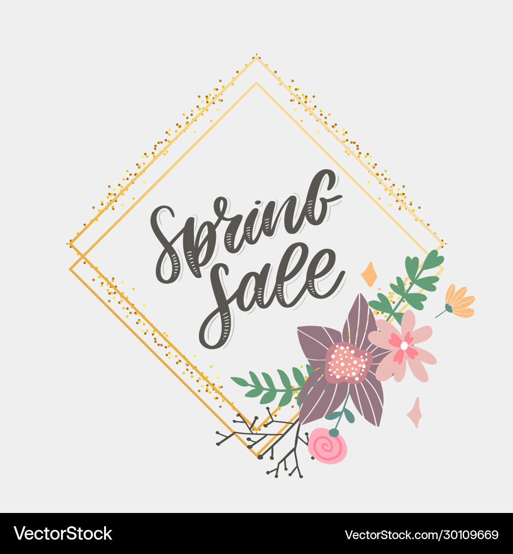 Spring sale word hanging on leaves with strings Spring sale word hanging on leaves with strings vector image