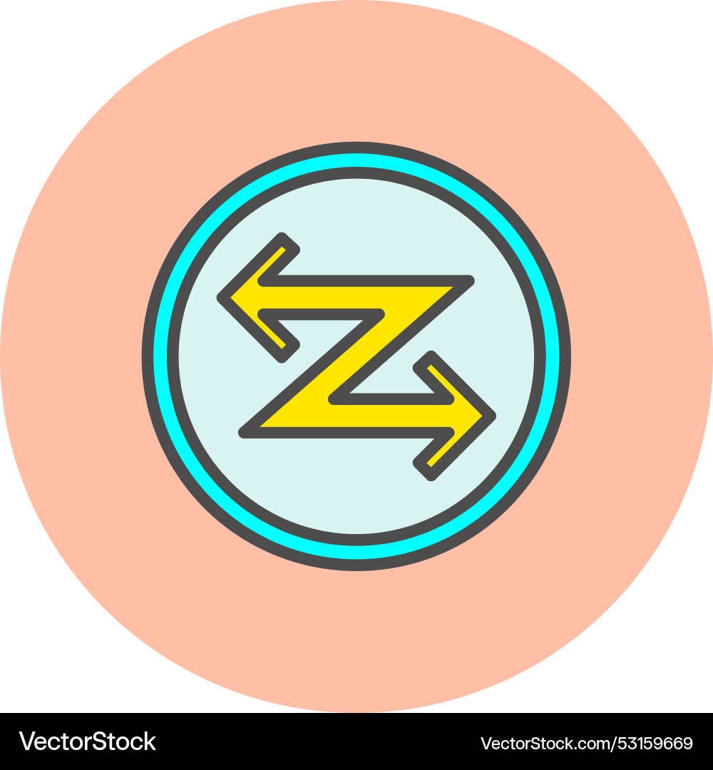 Zigzag arrow line filled circle icon Vector Image