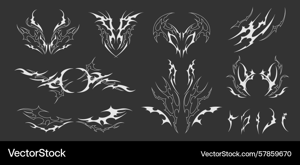 A set of abstract patterns in neo-tribal style Vector Image