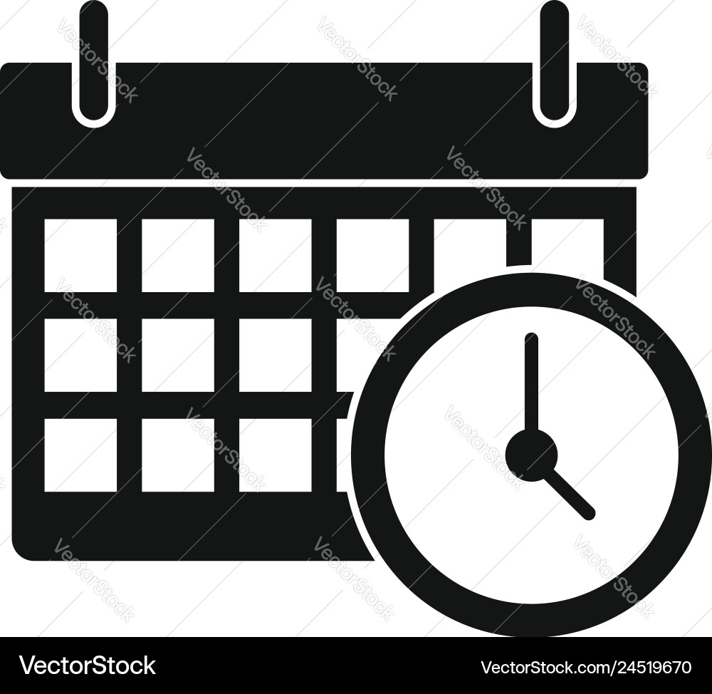 Calendar time clock icon simple style Calendar time clock icon simple style vector image