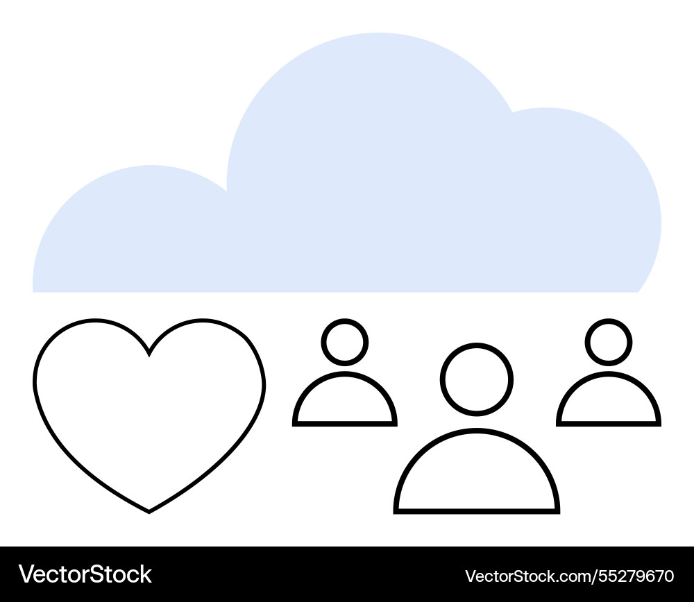 Cloud with heart and group icons representing Cloud with heart and group icons representing Vector Image