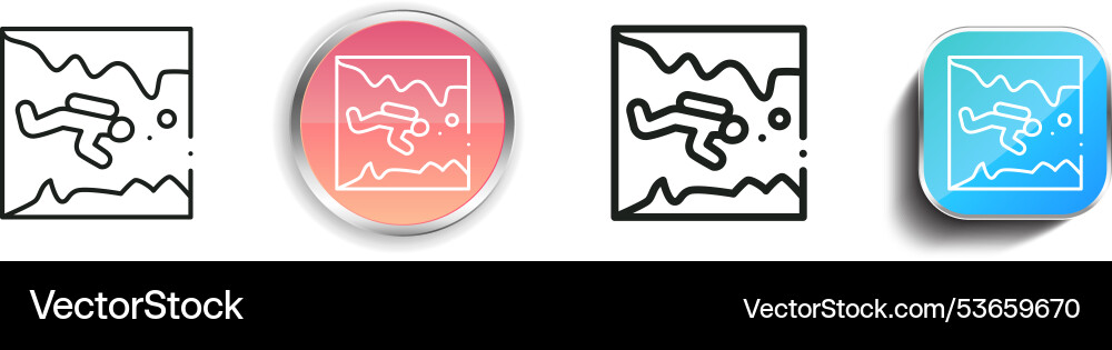 Diving icon thin linear regular and button style vector image